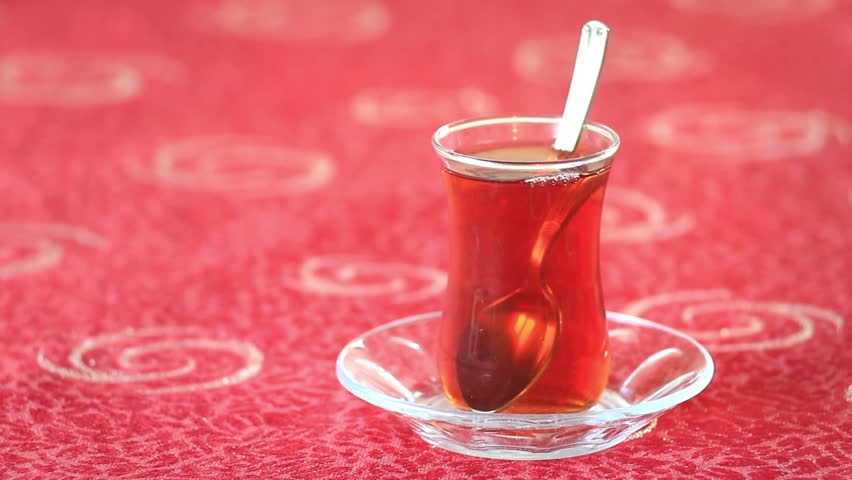 Turkish Tea served from traditional 2 tiered teapot. (Bottom one for boiling water and top pot for brewed tea)