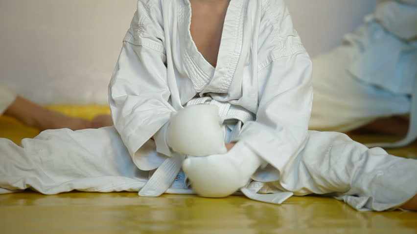 karate kid training in the gym