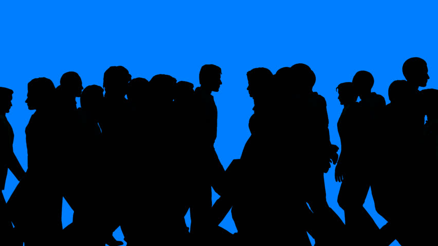People Walking By 3D Vector Silhouette