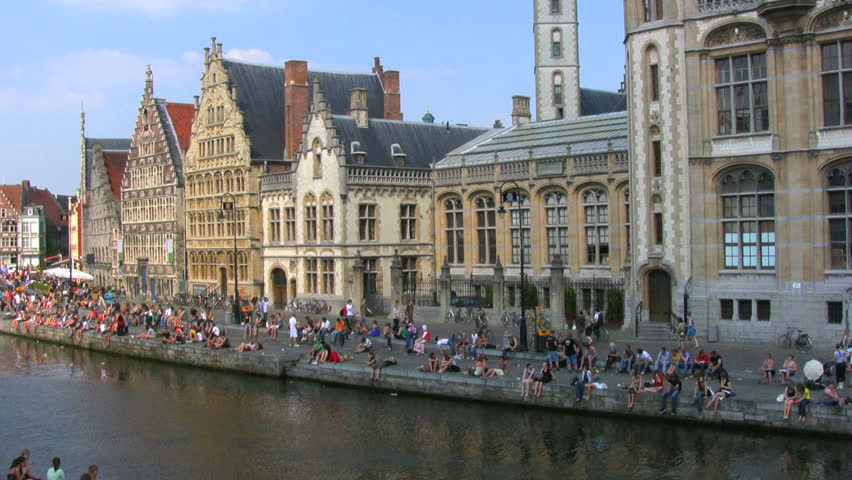 View of famous medieval quayside, Ghent, Belgium