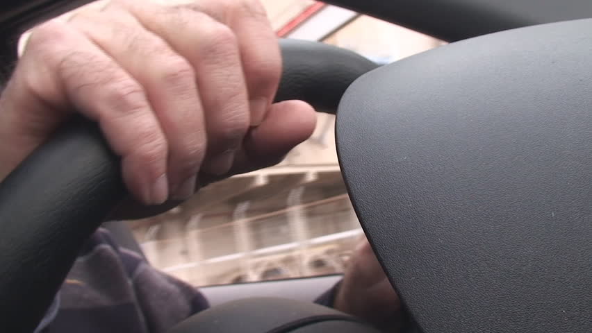 Driving a car viewed from inside