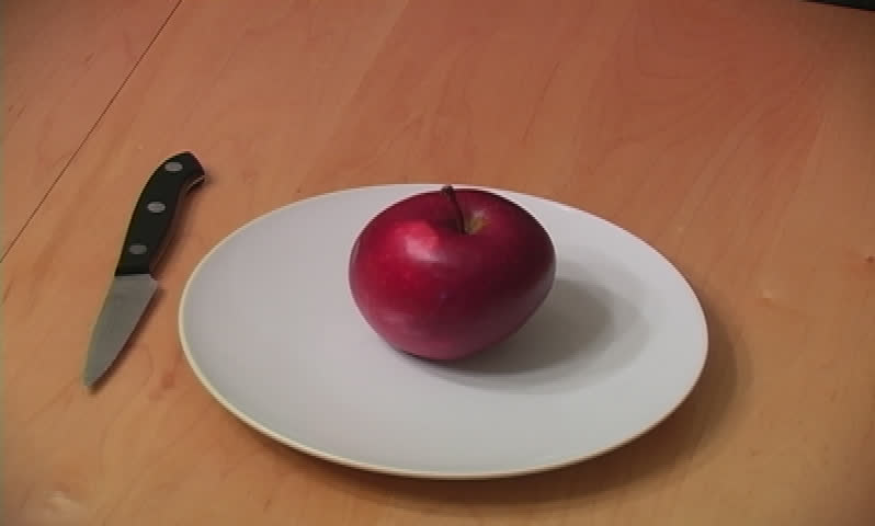 Peeling and slicing an apple very quickly!