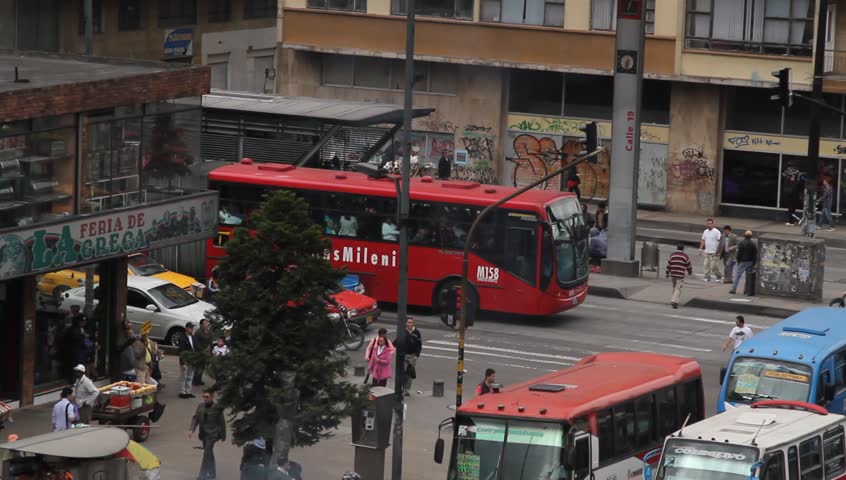 BOGOTA, COLOMBIA  - DECEMBER 19: Traffic during a workday on 19th street and Caracas (14th AVE)   December  2011 