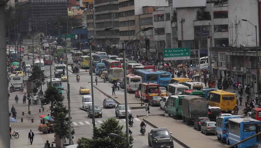 BOGOTA, COLOMBIA  - DECEMBER 2011:Evening afternoon rush hour Traffic during a workday on 19th street and 10th avenue on December 2011 in Bogota, Columbia. 
