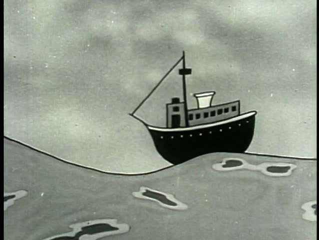 Ship bouncing off waves