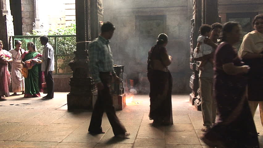 MADURAI, INDIA - NOVEMBER 26, 2006: Smoke of incense in Meenakshi Amman Temple, India