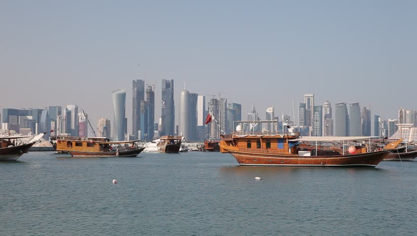 Traditional Arabic dhows in Doha, Qatar