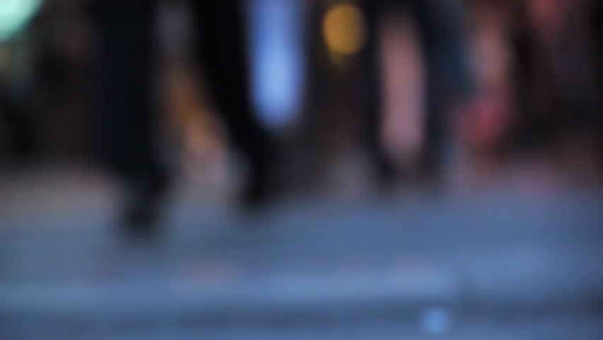 Defocused pedestrians feet walking in city - Crowded Pavement - Background - Full HD