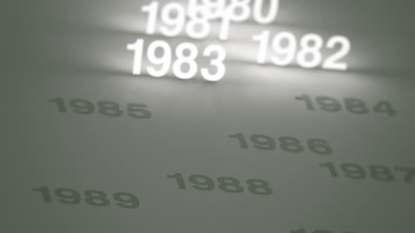Glowing Numbers Timeline: 1970s, 1980s and 1990s