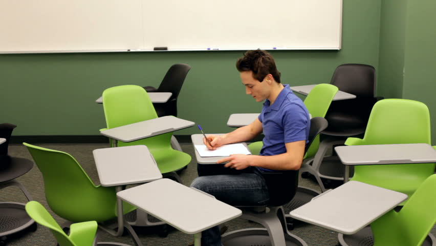 Student breaks away from chairs
