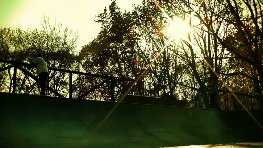 Roller skaters at sundown