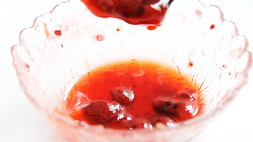 strawberry jam on a white background