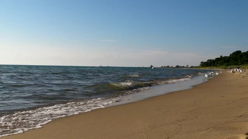 Beachfront waves midday in the summer.