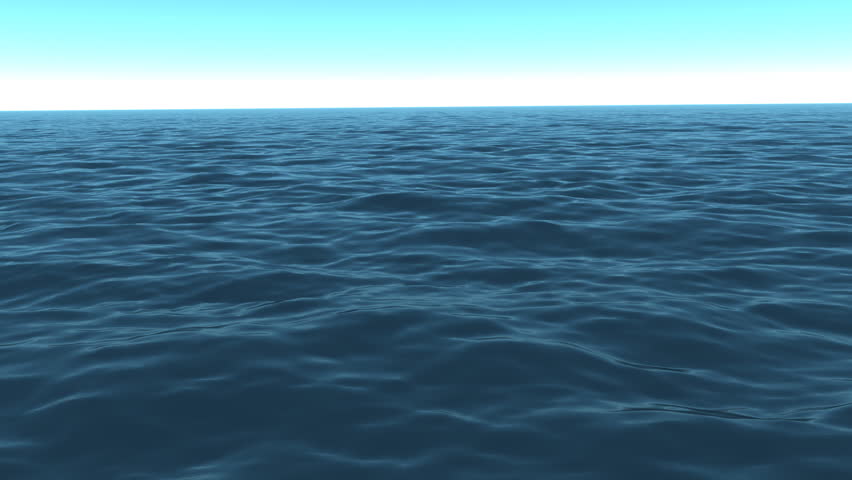 Calm ocean waves are gently rolling in the afternoon sun.  The camera's point of view bobs up and down as if it's floating on a raft, lost at sea. (Looping, High Definition, 1080p)