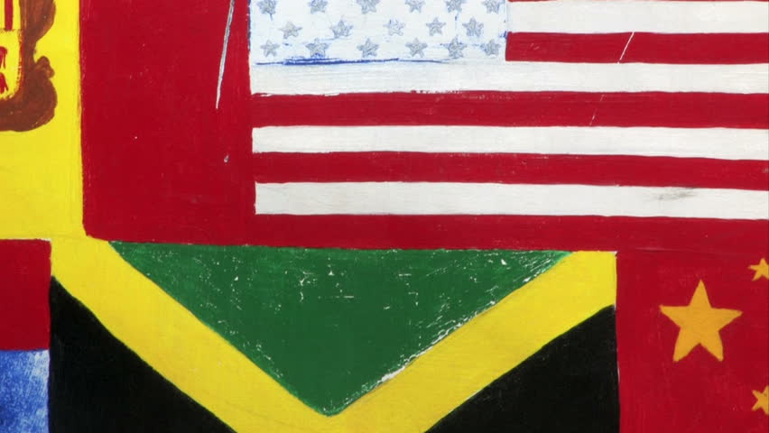Painted bison buffalo near the State Capital of Utah in Salt Lake City. Painted with flags and the Utah emblem.