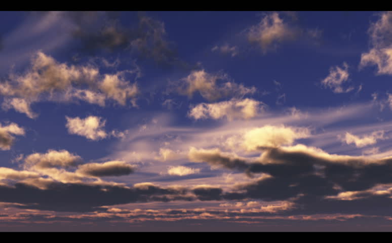 Computer Generated Time Lapse Clouds On Blue Sky.