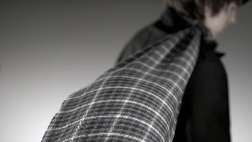 Billowing checkered scarf