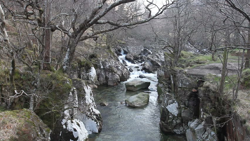 Small waterfalls on River Nevis in Glen Nevis Scotland