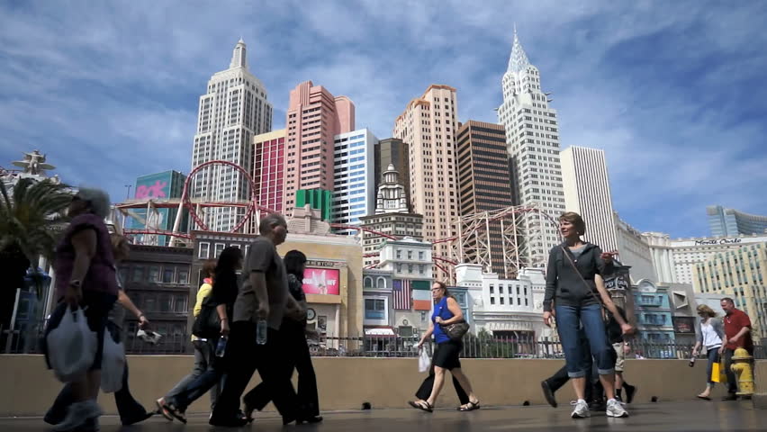 LAS VEGAS - CIRCA 2012: 
(Timelapse View) Tourists visit Las Vegas circa 2012.