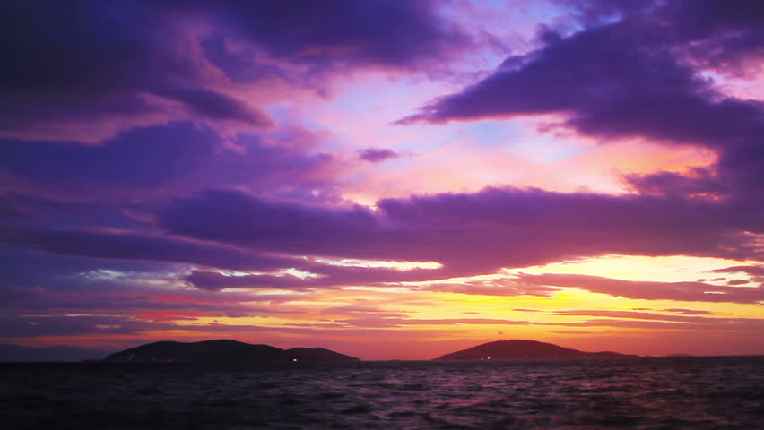 Timelapse of dramatic sunset over islands in Istanbul