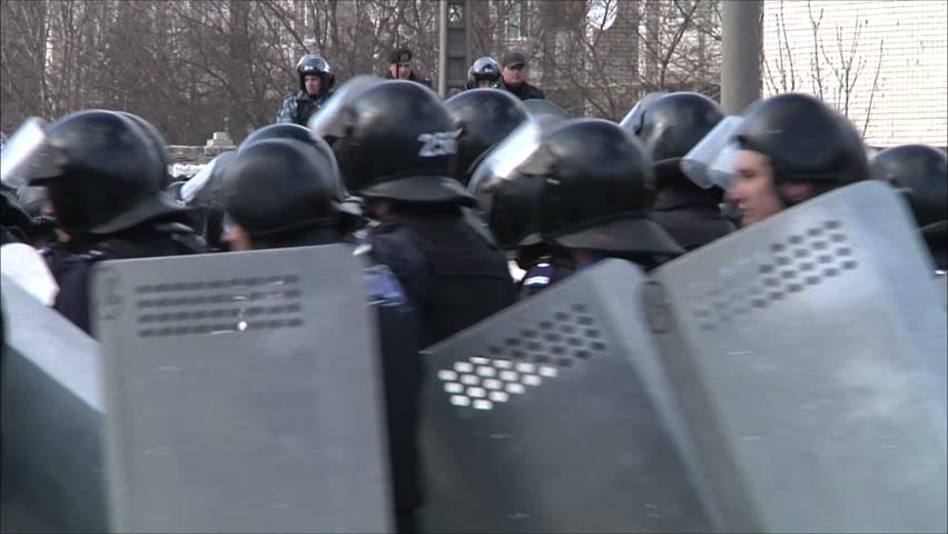 KIEV - MARCH 31: Training of militia (police) to disperse mass disorders on March 31, 2012 in Kiev. 