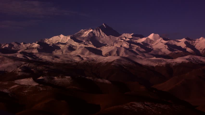 Timelapse of Mount Everest landscape sunrise, Tibet.