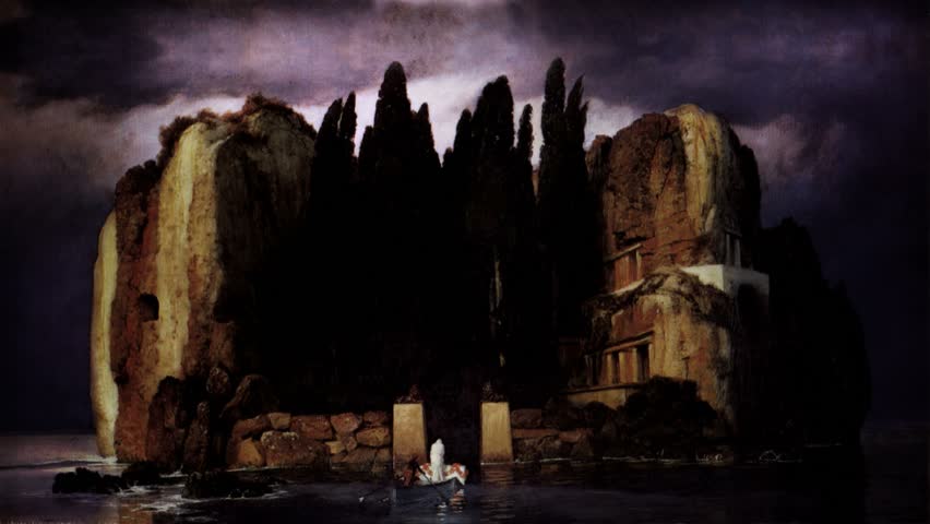 Composite animation of The Isle of the Dead by Arnold Bocklin.