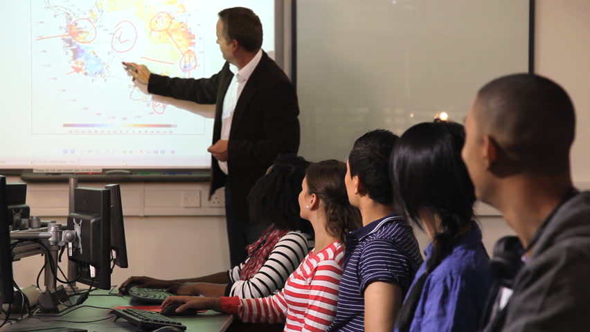 Students with teacher in classroom 
