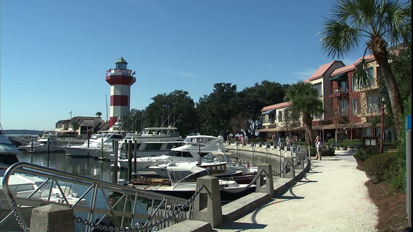 harbor town, marina and lighthouse
