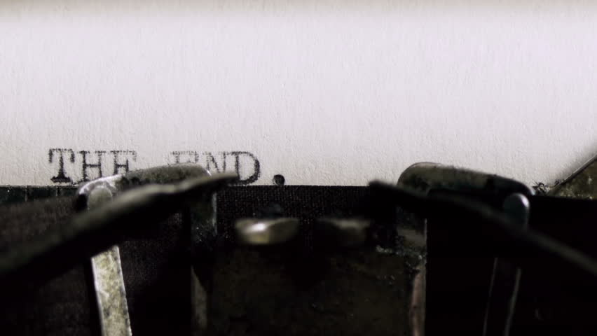Typing The End (HD). THE END being typed and centered on Vintage 1940s typewriter. Ambient audio Included. 