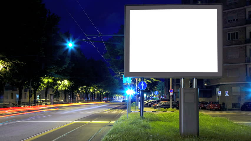 Billboard in the city street, blank screen hd time lapse