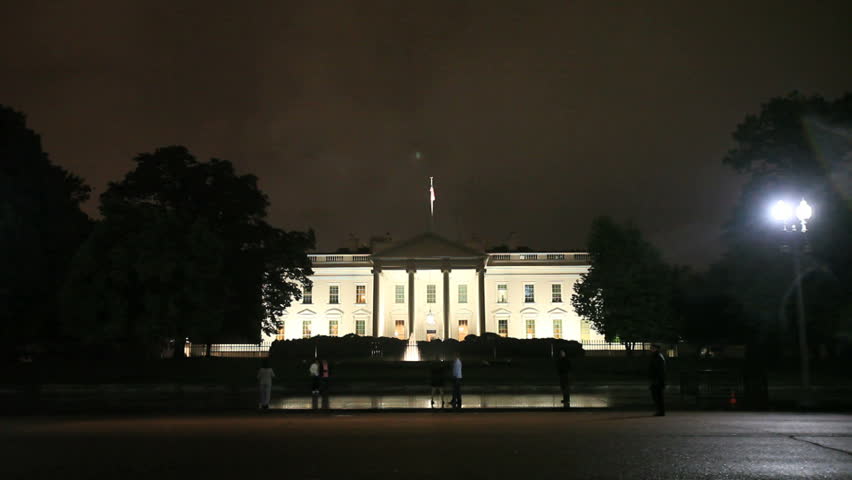 exterior of the White House at night, 1600 Pennsylvania Avenue, Washington, D.C.