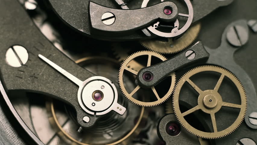 Old Stopwatch Clock Gears Mechanism with Tick-Tick Sound