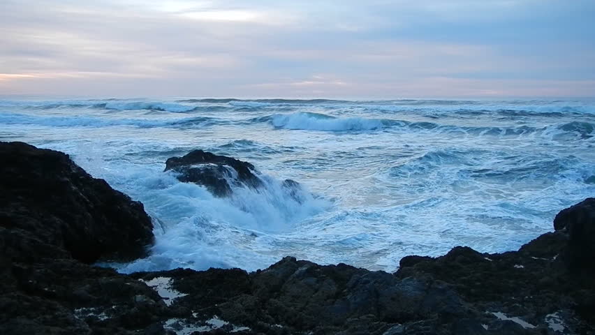 Rough seas bring waves crashing on the Oregon Coast.