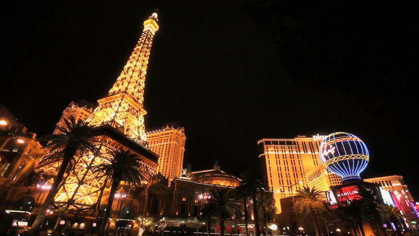Las Vegas - Circa 2010: The Paris Hotel in 2010. Paris Hotel lit up at night in Las Vegas, Nevada.