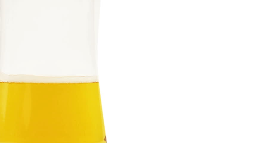 Fresh beer with froth and condensed beer  drops. Alpha matte
