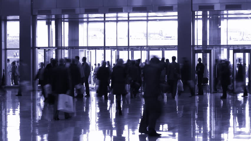 silhouette people in enter hall