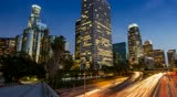 Freeway traffic in downtown Los Angeles. Motion timelapse.