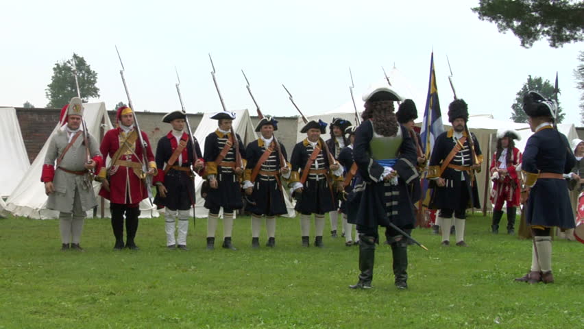 STAFFARDA, ITALY - CIRCA 2012: Reenactment of the battle fought during Nine Years' War in Piedmont-Savoy (northern Italy) on 18 August 1690. It was a victory for the French commander against the Duke of Savoy.