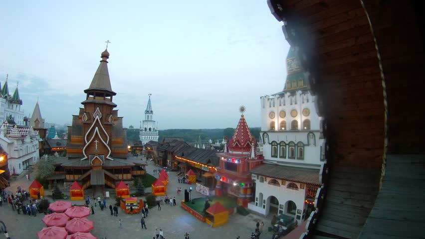 MOSCOW - MAY 19: (Timelapse View) Visitors walk in cultural entertainment complex Kremlin in Izmailovo, on Annual action Night of Museums, on May 19, 2012 in Moscow, Russia
