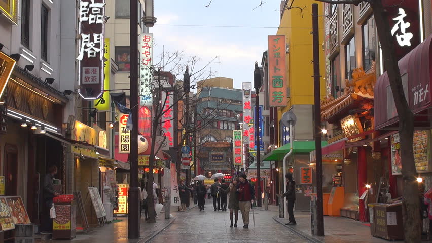 YOKOHAMA, JAPAN - 13 APRIL 2012, Timelapse of traffic car in busy Yokohama Chinatown