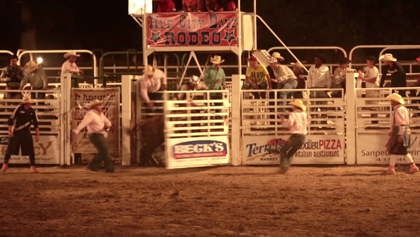 MOUNT PLEASANT, SANPETE, UTAH 3 JUL 2012: Annual rodeo and community fund raising competitive. Economic boost. Rodeo bull rider winning time. Rural fair, rodeo and community celebration.