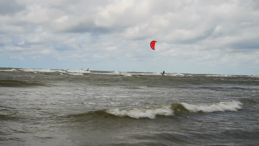 Surfing on Baltic sea, recreation.