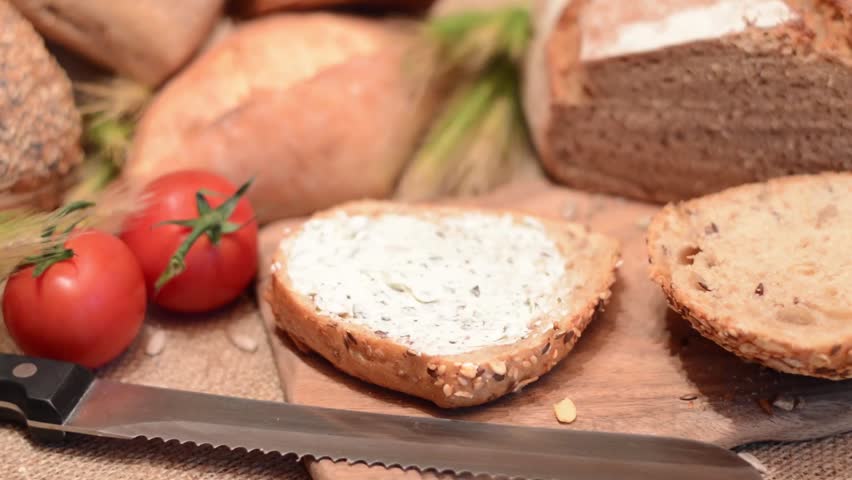Making a Salami sandwich with fresh parsley
