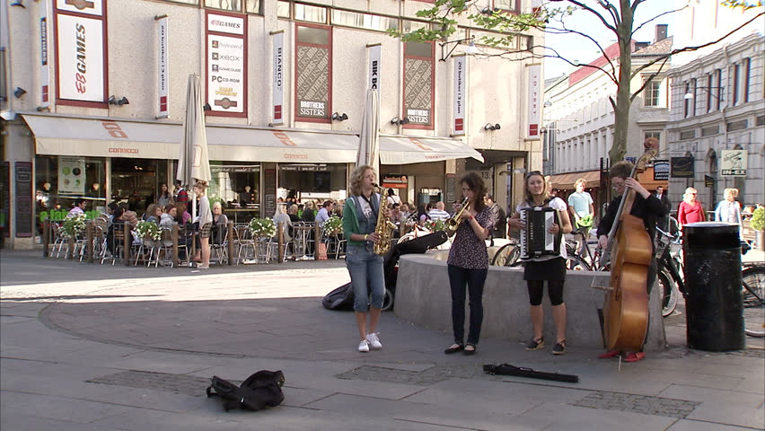 GOTHENBURG, SWEDEN - JULY 2008: Street musicians in Gothenburg, Sweden.