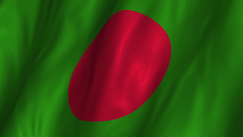 A beautiful satin finish looping flag animation of Bangladesh.    A fully digital rendering using the official flag design in a waving, full frame composition.  The animation loops at 10 seconds.  