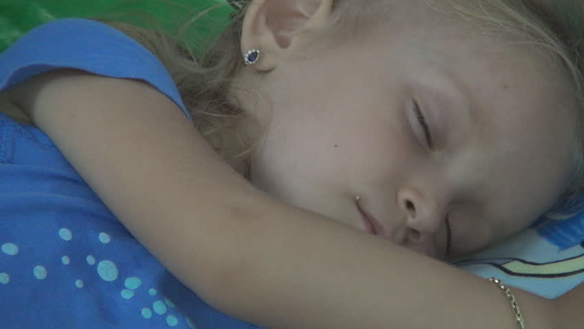  Child Sleeping, Little Girl Taking a Nap, Close Up