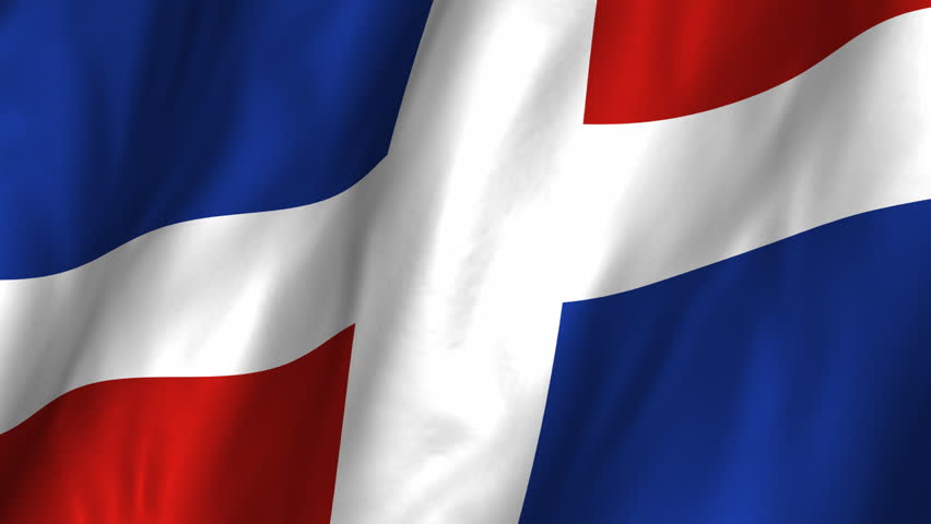 A beautiful satin finish looping flag animation of Dominican Republic.  A fully digital rendering using the official flag design in a waving, full frame composition.  Animation loops at 10 seconds.  