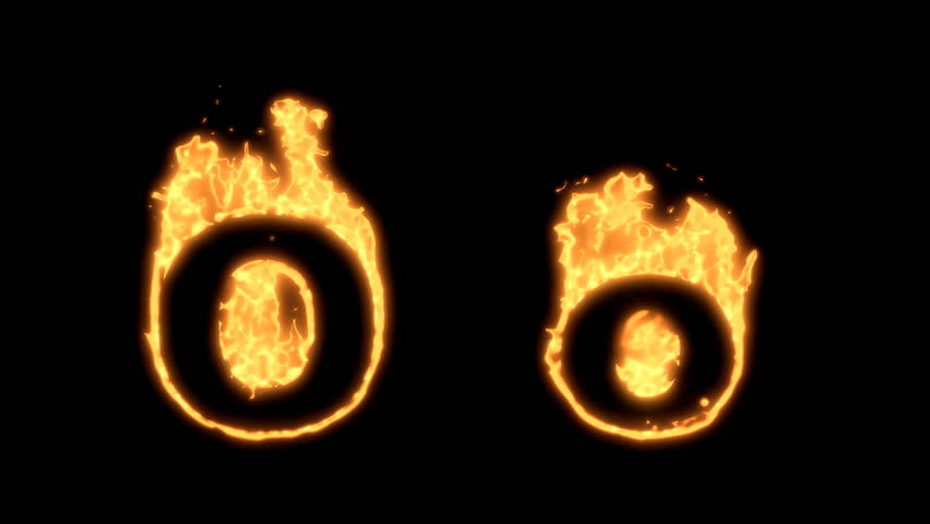 Flaming Alphabet. Upper and lower case O bursting into flames. Part of a series an alphabet, numbers and other characters.