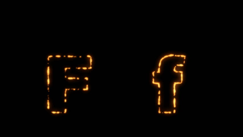 Flaming Alphabet. Upper and lower case F bursting into flames. Part of a series an alphabet, numbers and other characters.